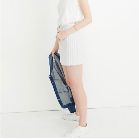 Like New Madewell Blue/White Stripe Denim Mini - Picture 3 of 6